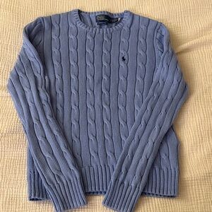 Polo Ralph Lauren Light Blue Cotton Cable Knit Sweater